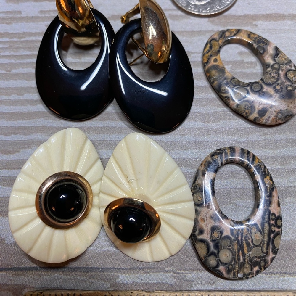 Vintage gemstone interchangeable earring lot - Picture 2 of 5